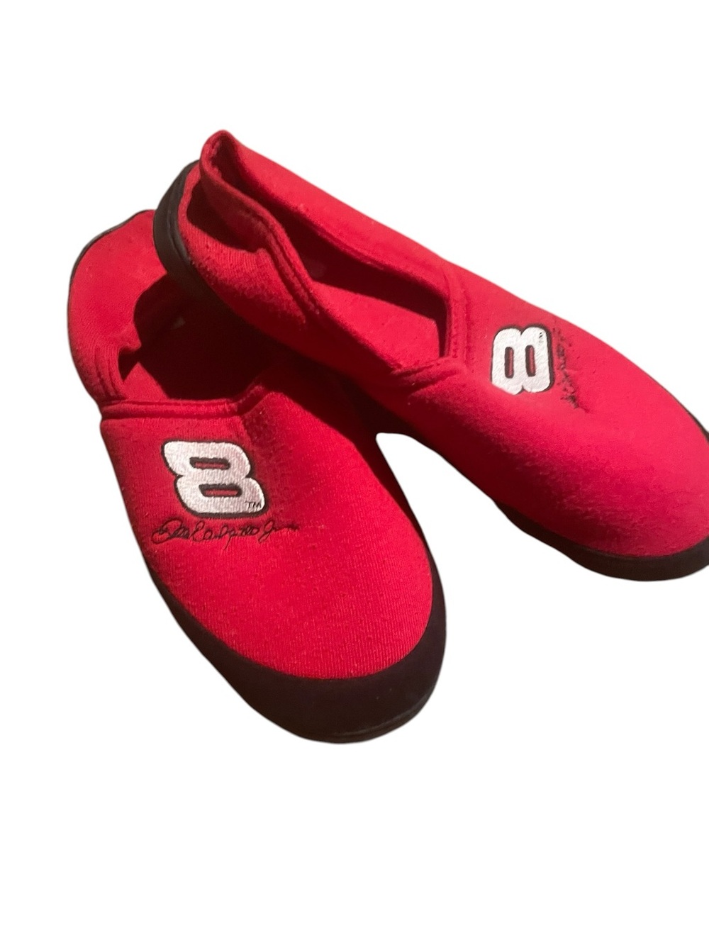 Nascar Red Slip-On Men's Slippers with Embroidered 8 Dale Earnhardt Jr